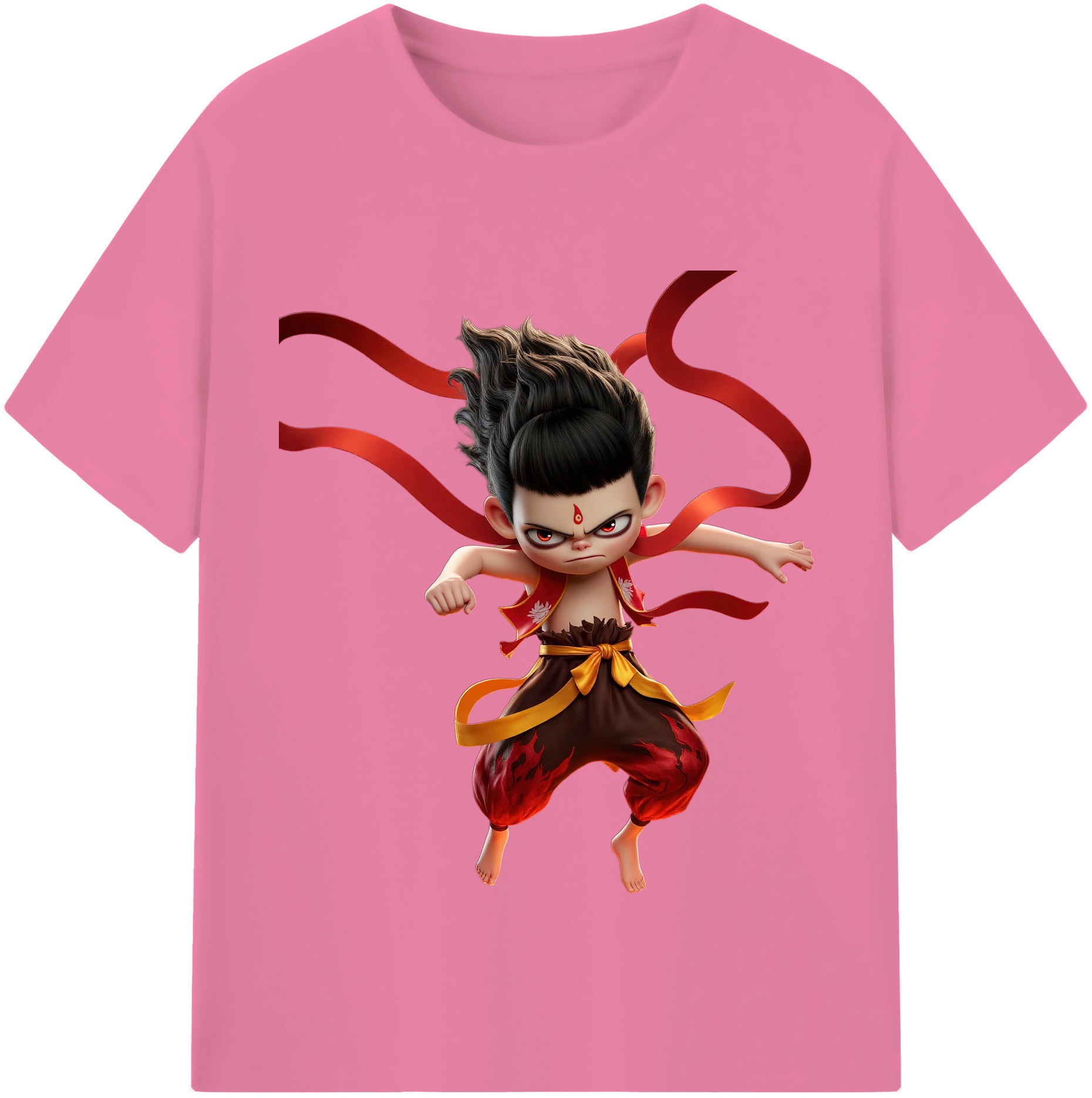 （画像用） Ne Zha 2 ナタ 魔童の大暴れ 綿100％半袖Tシャツ（フロントプリント）